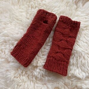 Cozy Burnt Orange Knit Fingerless Gloves